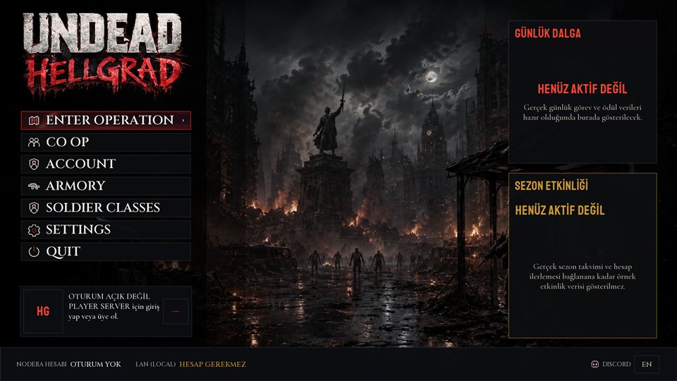 Undead Hellgrad 0.2.20 Shipping derlemesinin ana menüsü